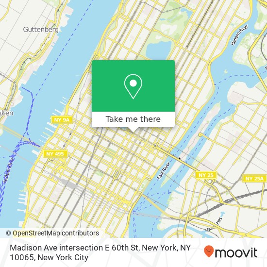 Mapa de Madison Ave intersection E 60th St, New York, NY 10065