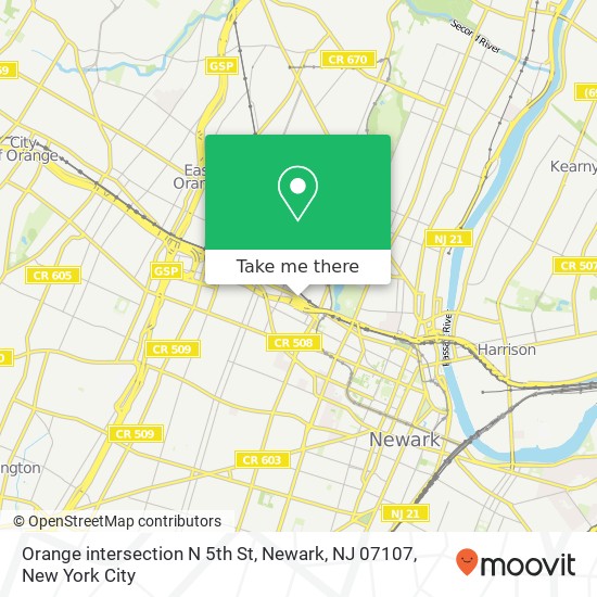 Mapa de Orange intersection N 5th St, Newark, NJ 07107