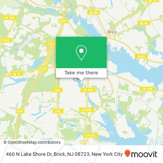 Mapa de 460 N Lake Shore Dr, Brick, NJ 08723