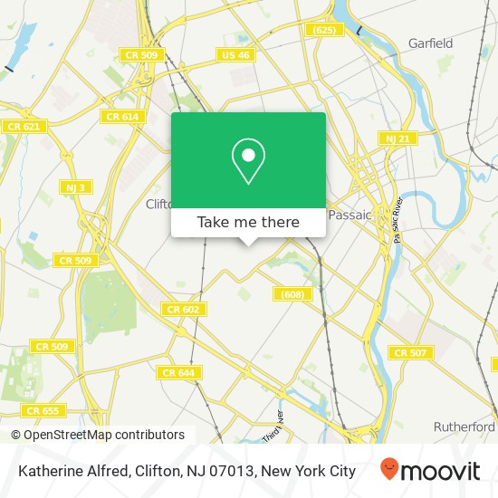 Mapa de Katherine Alfred, Clifton, NJ 07013