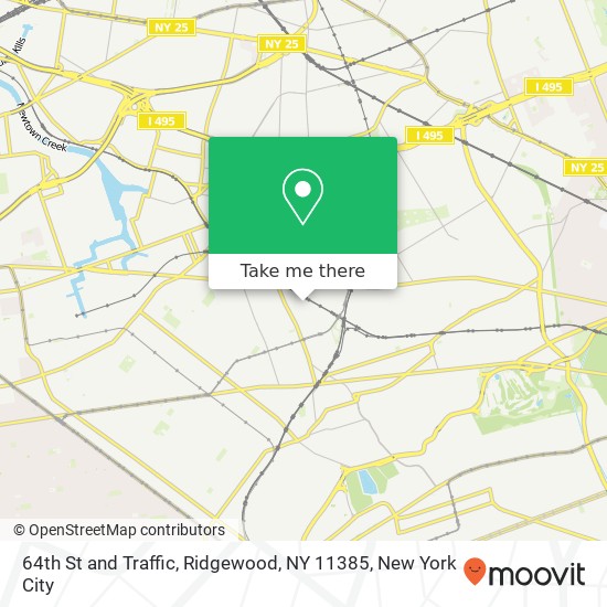 Mapa de 64th St and Traffic, Ridgewood, NY 11385