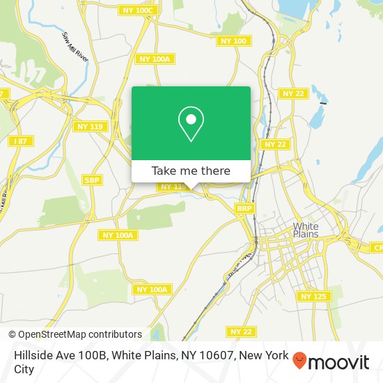 Mapa de Hillside Ave 100B, White Plains, NY 10607