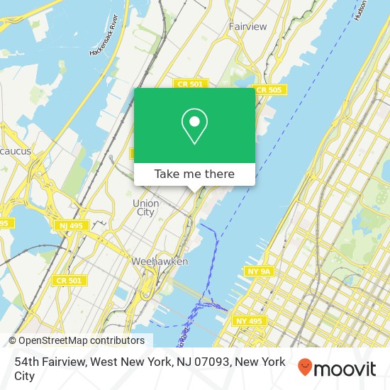 Mapa de 54th Fairview, West New York, NJ 07093