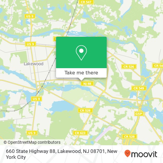 Mapa de 660 State Highway 88, Lakewood, NJ 08701