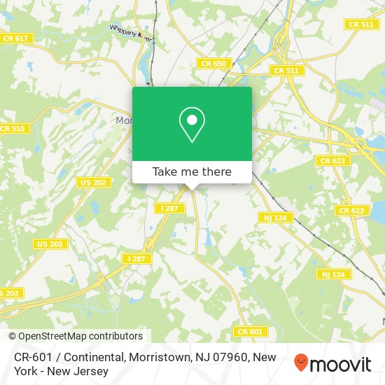 Mapa de CR-601 / Continental, Morristown, NJ 07960