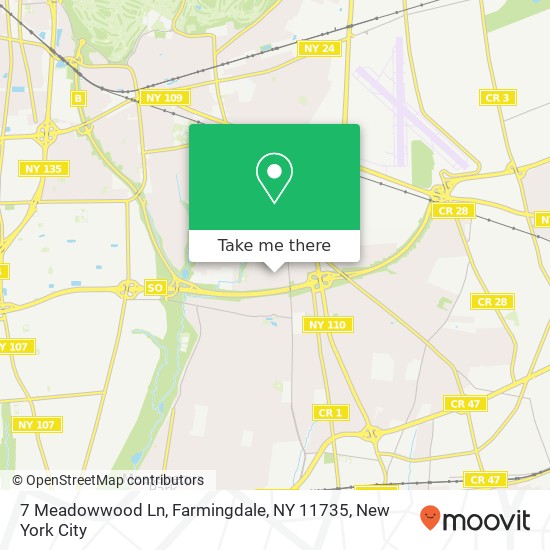 Mapa de 7 Meadowwood Ln, Farmingdale, NY 11735
