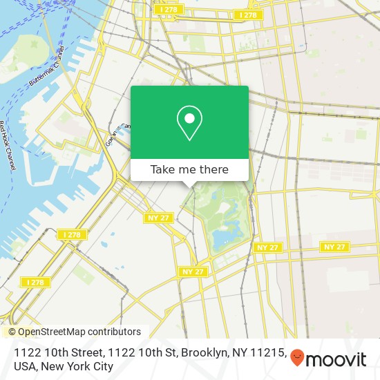1122 10th Street, 1122 10th St, Brooklyn, NY 11215, USA map
