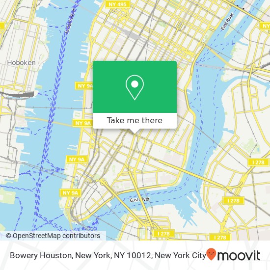 Bowery Houston, New York, NY 10012 map