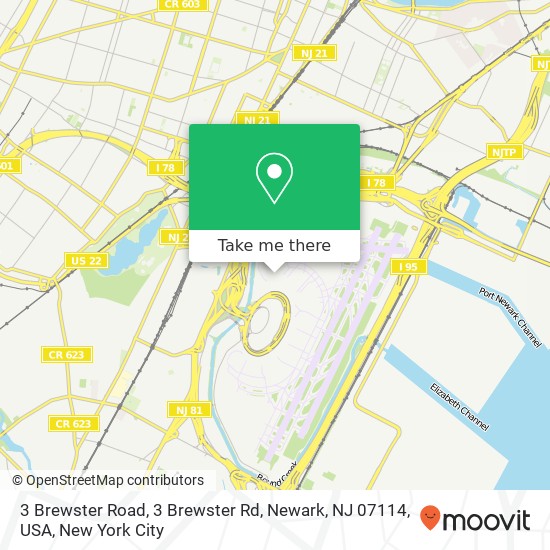 Mapa de 3 Brewster Road, 3 Brewster Rd, Newark, NJ 07114, USA