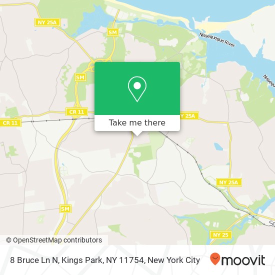 Mapa de 8 Bruce Ln N, Kings Park, NY 11754