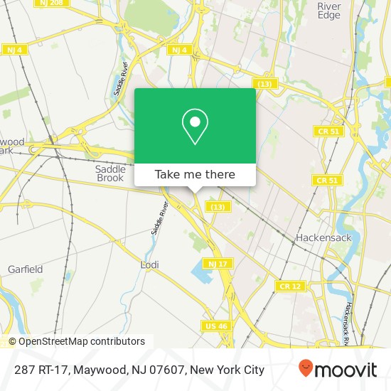Mapa de 287 RT-17, Maywood, NJ 07607