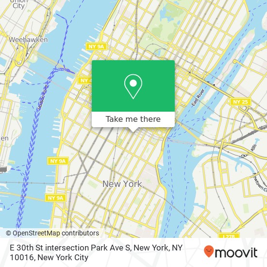 Mapa de E 30th St intersection Park Ave S, New York, NY 10016