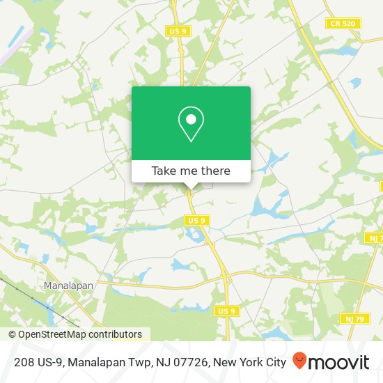 Mapa de 208 US-9, Manalapan Twp, NJ 07726