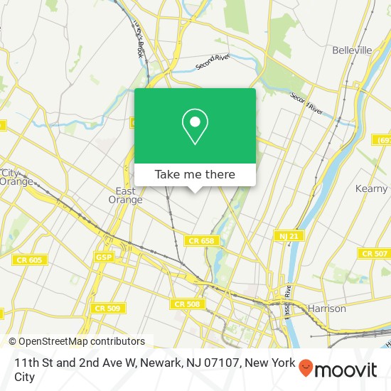 Mapa de 11th St and 2nd Ave W, Newark, NJ 07107