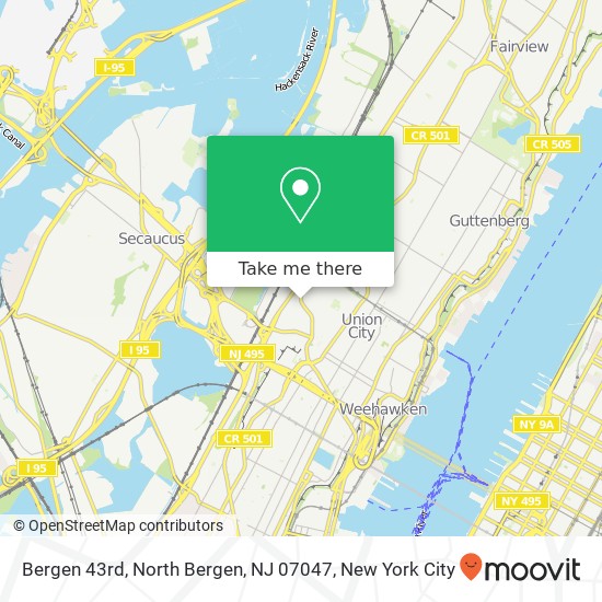 Mapa de Bergen 43rd, North Bergen, NJ 07047