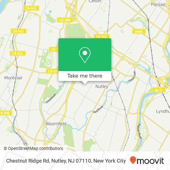 Mapa de Chestnut Ridge Rd, Nutley, NJ 07110