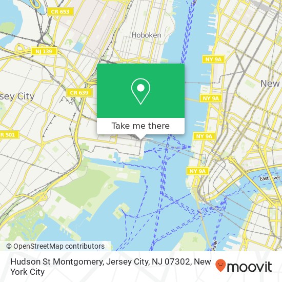 Mapa de Hudson St Montgomery, Jersey City, NJ 07302