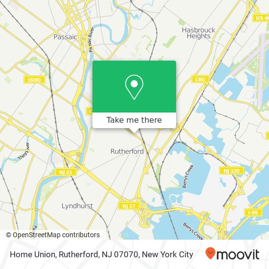 Mapa de Home Union, Rutherford, NJ 07070