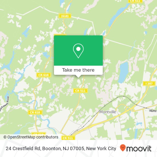 Mapa de 24 Crestfield Rd, Boonton, NJ 07005