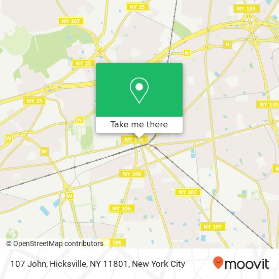 Mapa de 107 John, Hicksville, NY 11801