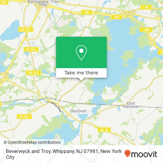 Mapa de Beverwyck and Troy, Whippany, NJ 07981