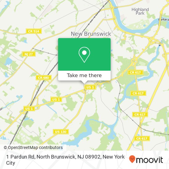 Mapa de 1 Pardun Rd, North Brunswick, NJ 08902