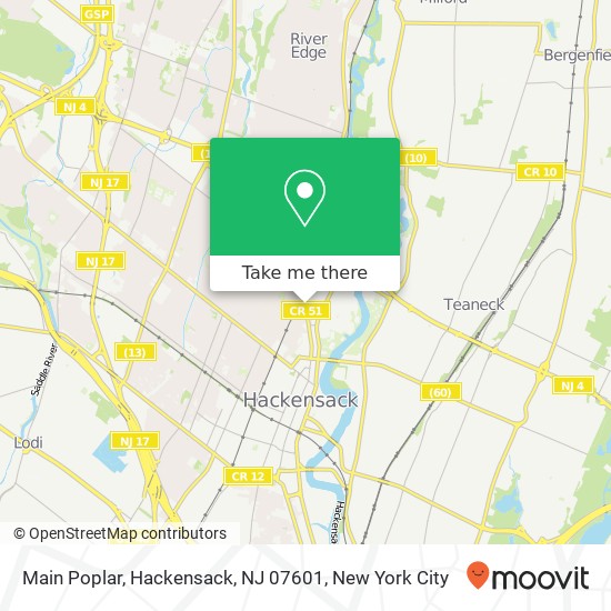 Mapa de Main Poplar, Hackensack, NJ 07601