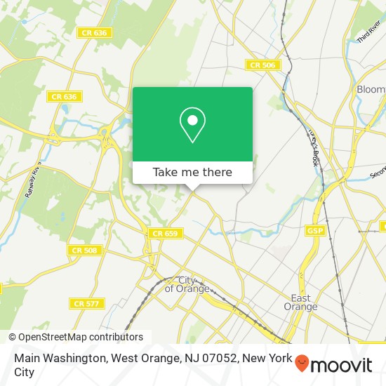 Mapa de Main Washington, West Orange, NJ 07052
