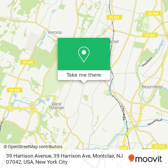 39 Harrison Avenue, 39 Harrison Ave, Montclair, NJ 07042, USA map