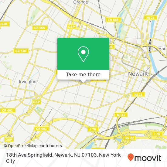 18th Ave Springfield, Newark, NJ 07103 map