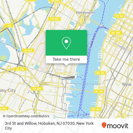 Mapa de 3rd St and Willow, Hoboken, NJ 07030
