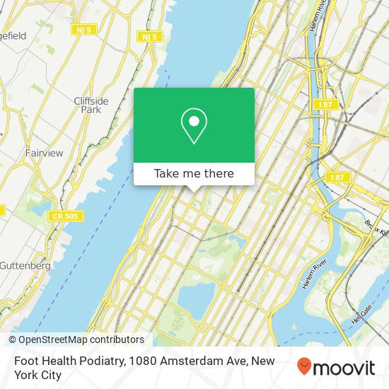 Mapa de Foot Health Podiatry, 1080 Amsterdam Ave