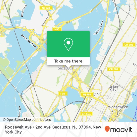 Mapa de Roosevelt Ave / 2nd Ave, Secaucus, NJ 07094