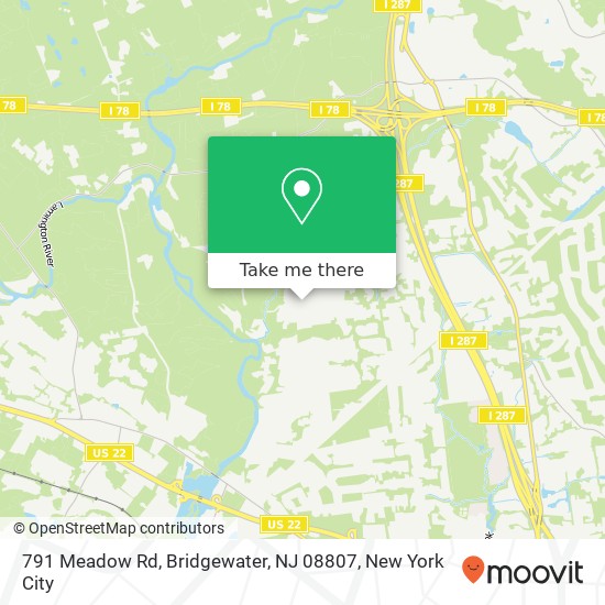 Mapa de 791 Meadow Rd, Bridgewater, NJ 08807