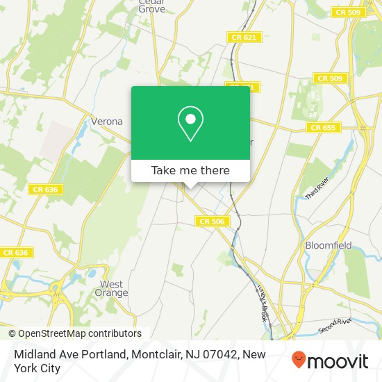 Mapa de Midland Ave Portland, Montclair, NJ 07042