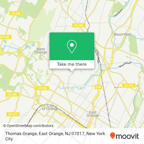 Mapa de Thomas Orange, East Orange, NJ 07017