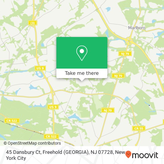Mapa de 45 Dansbury Ct, Freehold (GEORGIA), NJ 07728