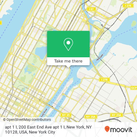 apt 1 I, 200 East End Ave apt 1 I, New York, NY 10128, USA map
