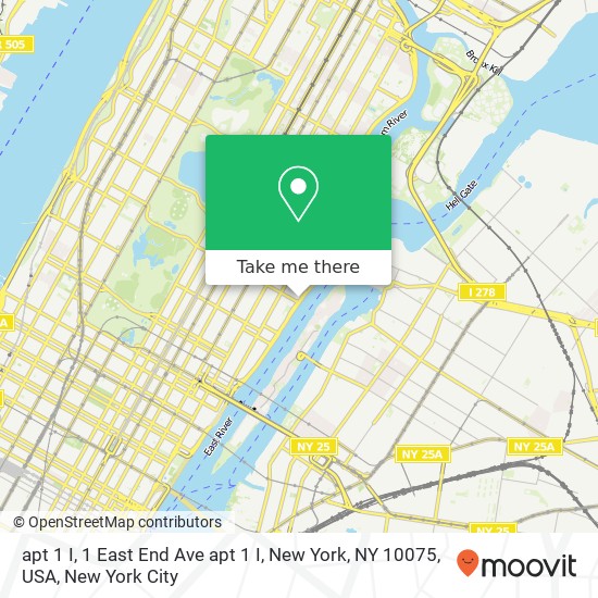 Mapa de apt 1 I, 1 East End Ave apt 1 I, New York, NY 10075, USA