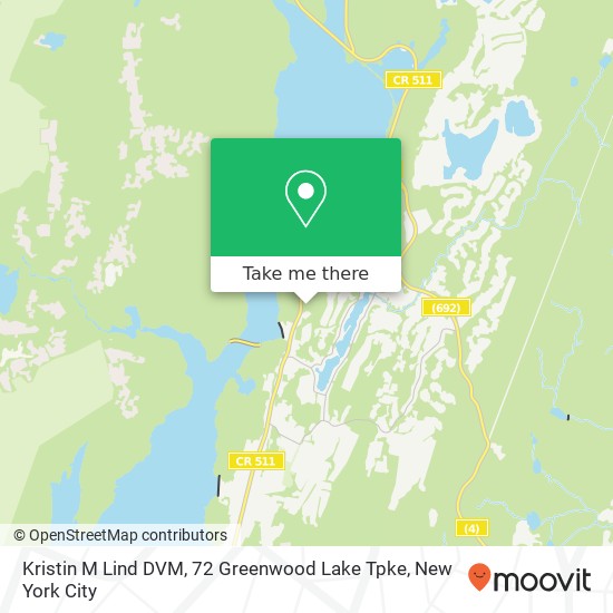 Kristin M Lind DVM, 72 Greenwood Lake Tpke map