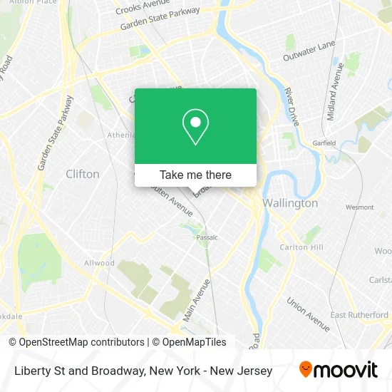 Liberty St and Broadway map