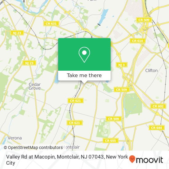 Mapa de Valley Rd at Macopin, Montclair, NJ 07043