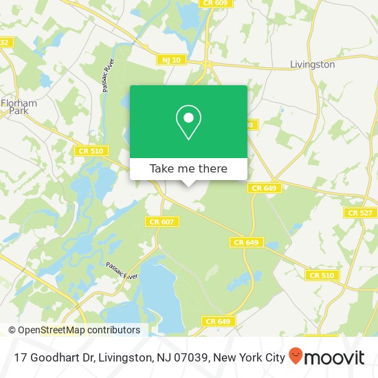 Mapa de 17 Goodhart Dr, Livingston, NJ 07039