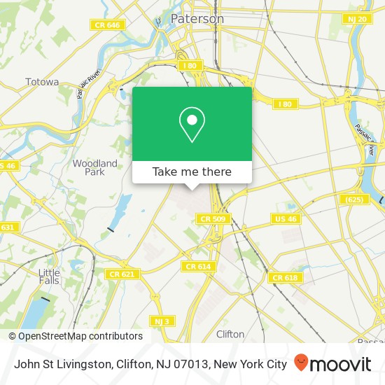 Mapa de John St Livingston, Clifton, NJ 07013