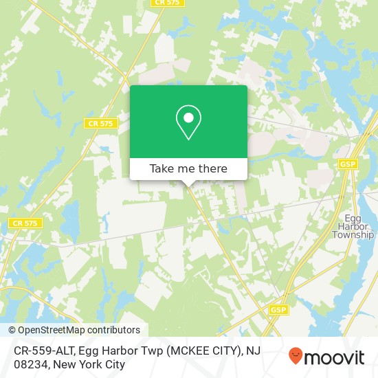 Mapa de CR-559-ALT, Egg Harbor Twp (MCKEE CITY), NJ 08234