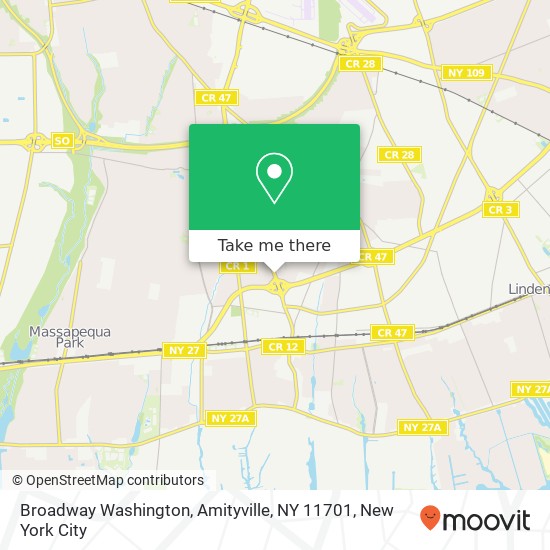 Mapa de Broadway Washington, Amityville, NY 11701