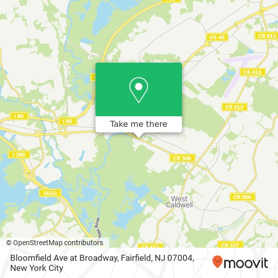 Mapa de Bloomfield Ave at Broadway, Fairfield, NJ 07004