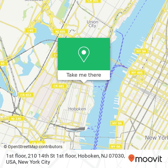 Mapa de 1st floor, 210 14th St 1st floor, Hoboken, NJ 07030, USA