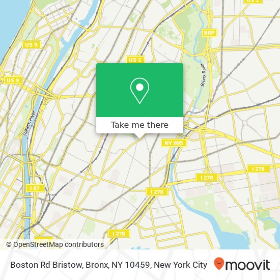 Mapa de Boston Rd Bristow, Bronx, NY 10459