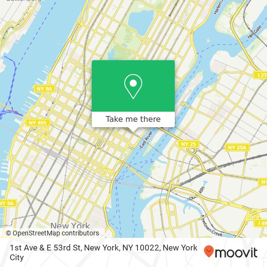 Mapa de 1st Ave & E 53rd St, New York, NY 10022
